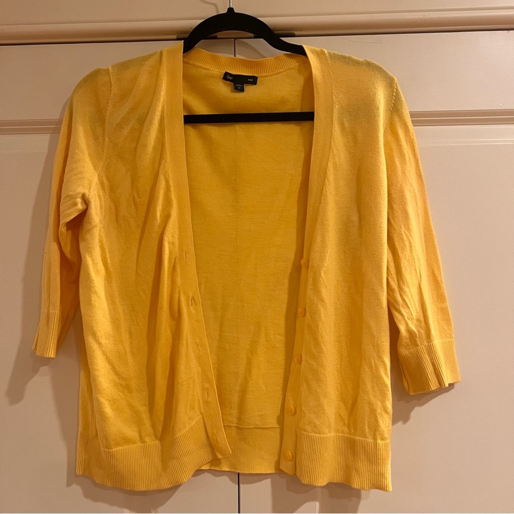 Gap - Yellow Button Down V-Neck Cardigan - image 4